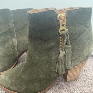 Olive Green Zip Up Booties